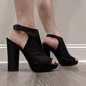 Black 5" Block Heel Shooties